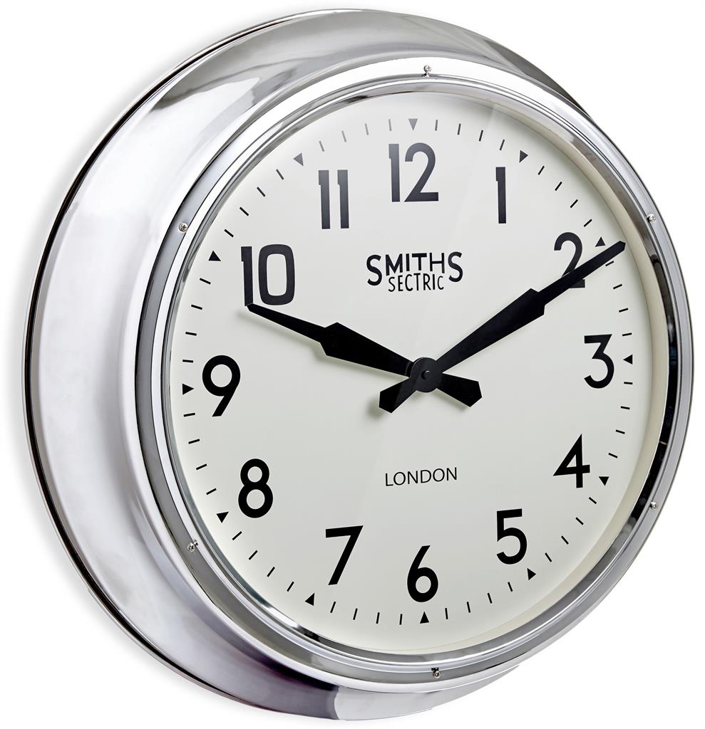 Extra Large Smiths Wall Clock In Chrome 60cm Smiths Clocks