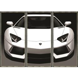 White Lamborghini Triptych (53 x 37'')