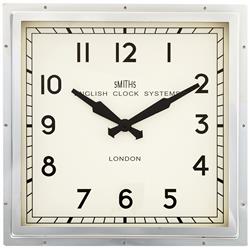 Chrome Smiths Square Clock  - 41cm